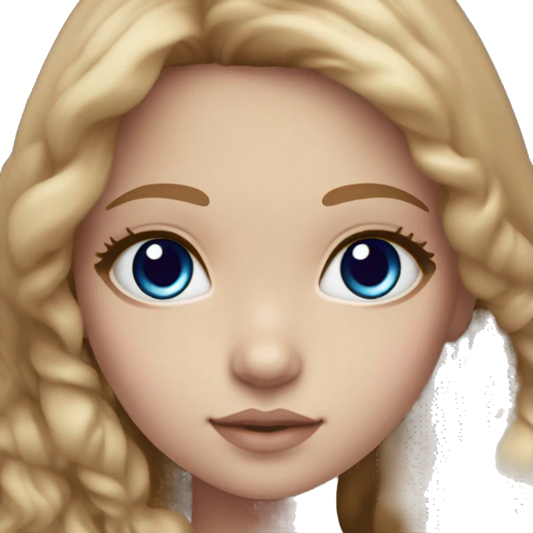 ocean blue doll eyes, light brown hair, feminine, violet, girl, angelic emoji