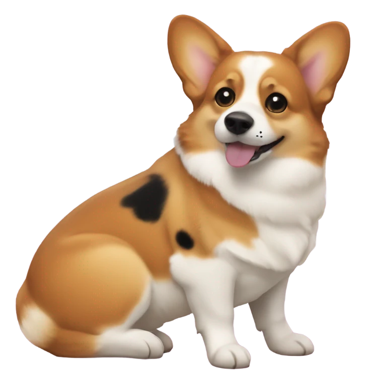 Corgi with little black spots on the eats emoji