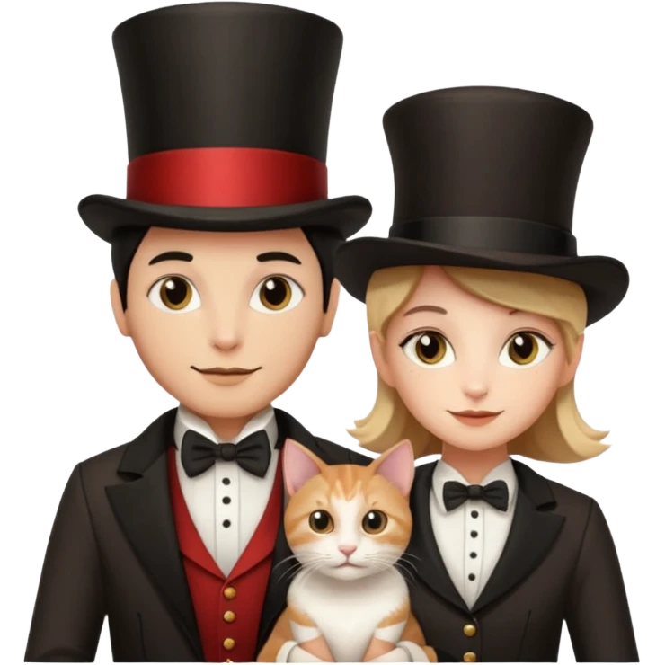 magician couple and their pet cat emoji