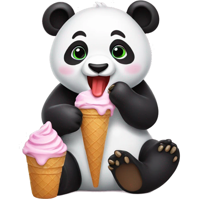 Panda eating ice cream emoji