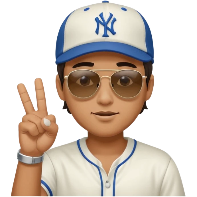 Cool hip guy with NY baseball cap and sunglasses doing the middle finger emoji