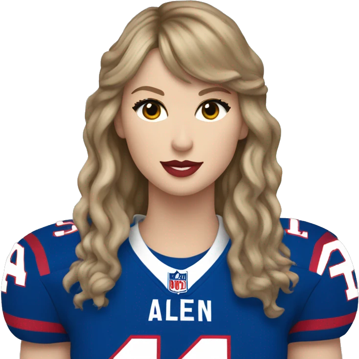 Taylor swift with a josh Allen jersey on emoji