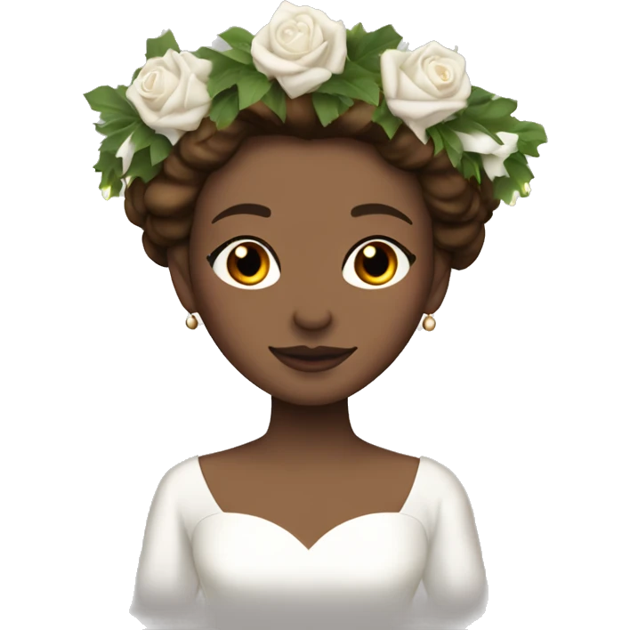 brown haired women with white gown with sleeves and spuce wreath crown with white candles emoji