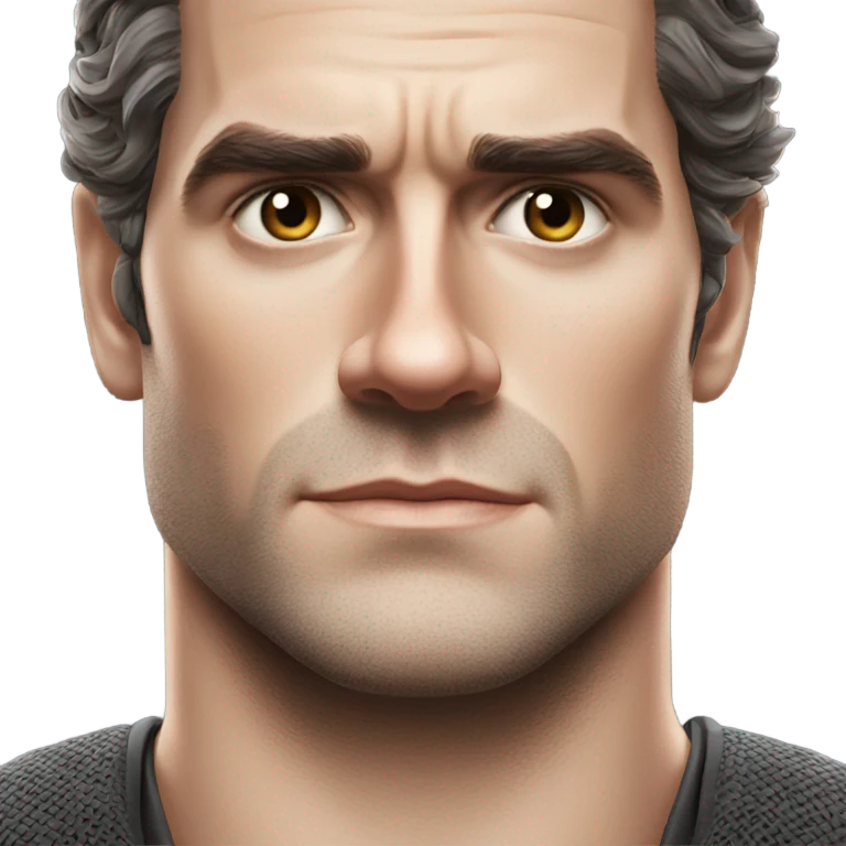 A bold Henry Cavill showing his powerful frame and natural detailing emoji