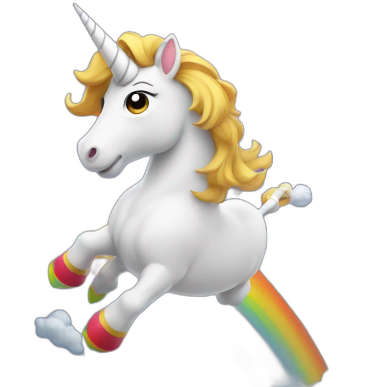 Licorn on a rocket with a big rainbow in background emoji