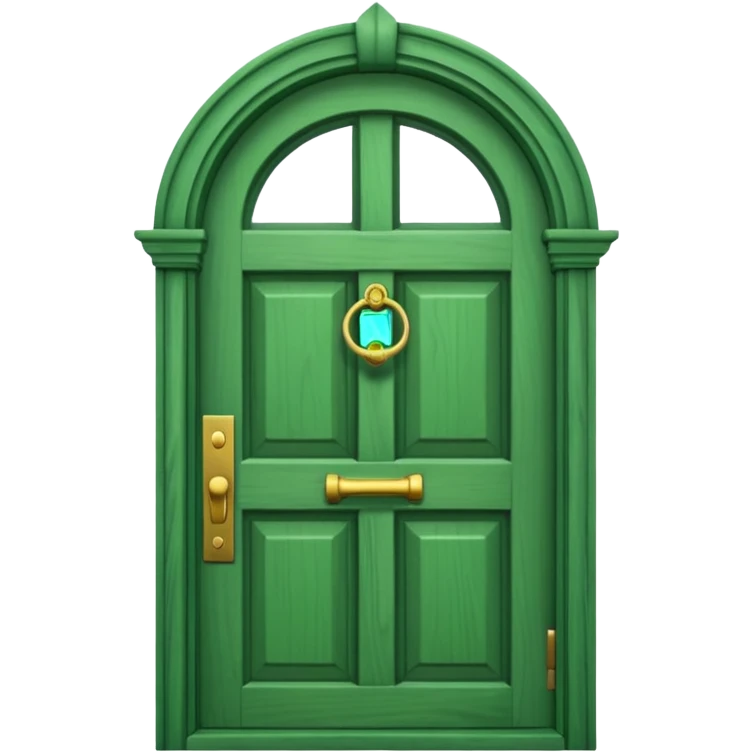 A simple green door emoji with a window and a knocker emoji