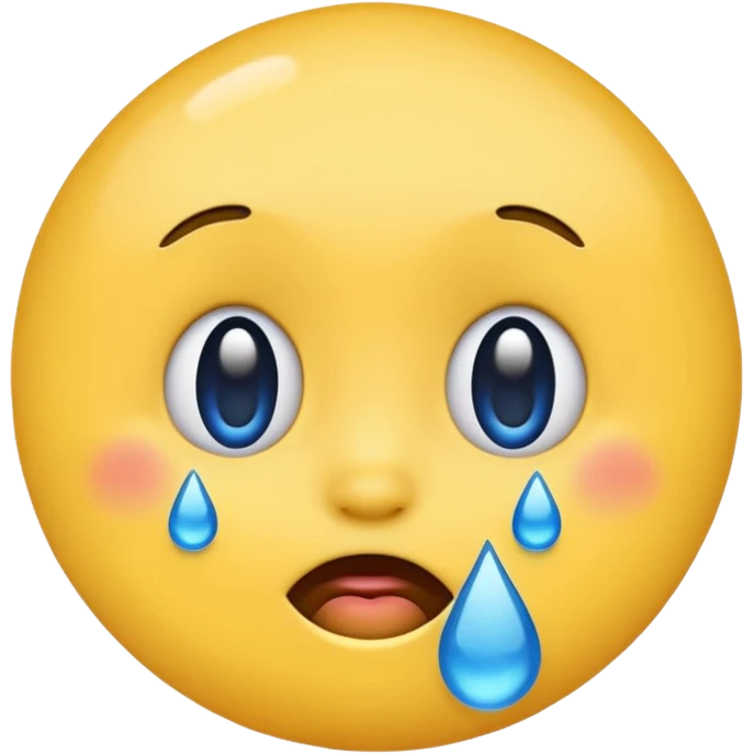 Emoji, yellow round laughing tilted ahead face with blue tears of fun emoji
