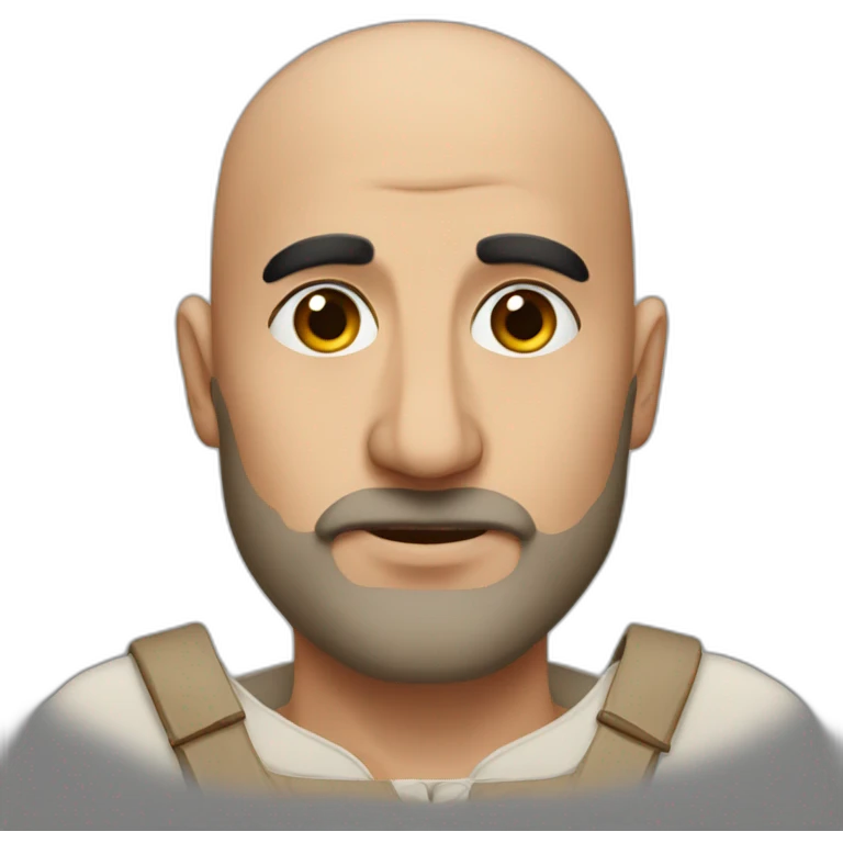 Armenian man bald with round face and very big bard emoji