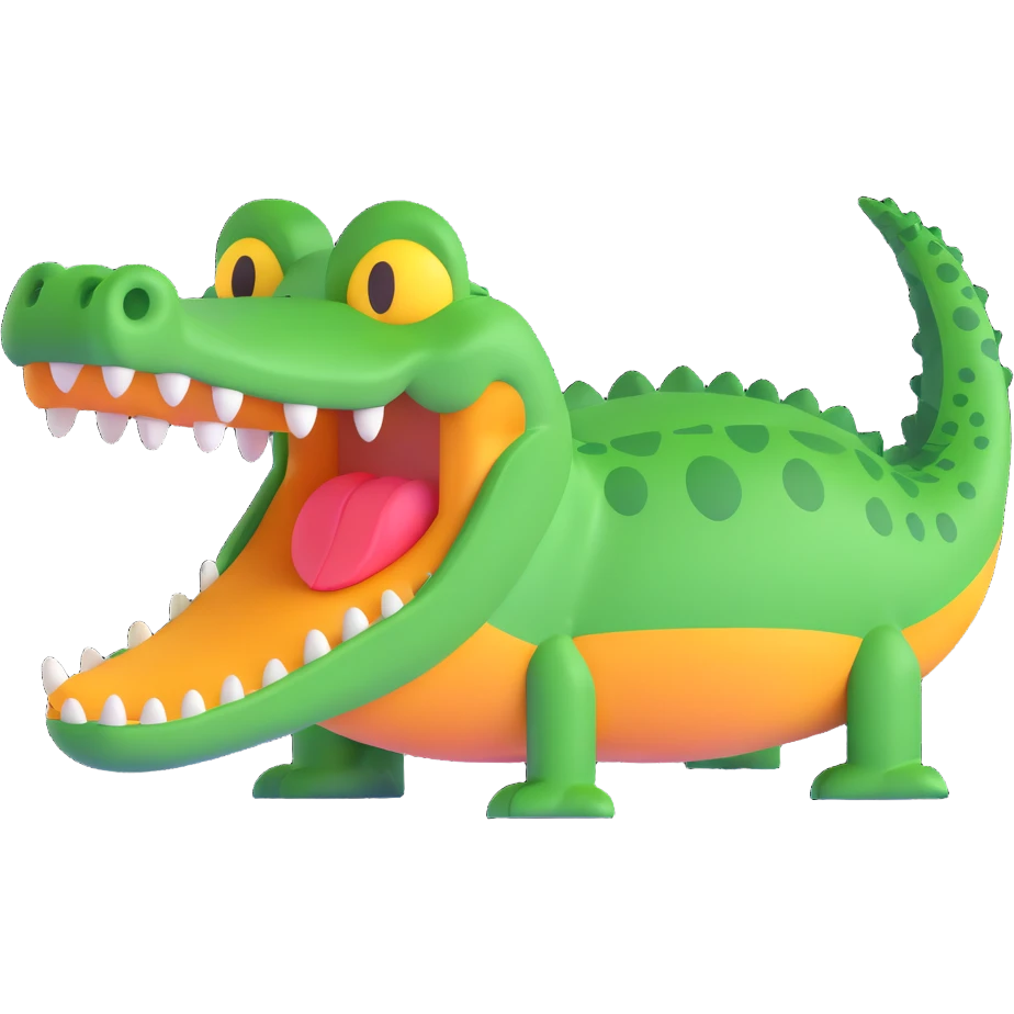 cartoon crocodile, Microsoft Fluent style 3D emoji emoji