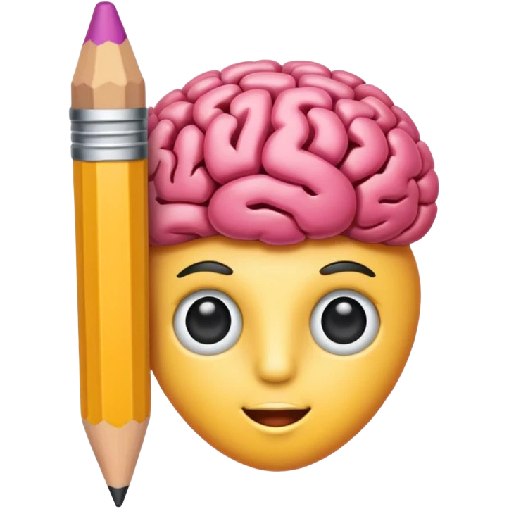emoji représentant l'action d'écrire avec une touche d'intelligence artificielle, un crayon ou stylo avec un cerveau ou une puce électronique emoji