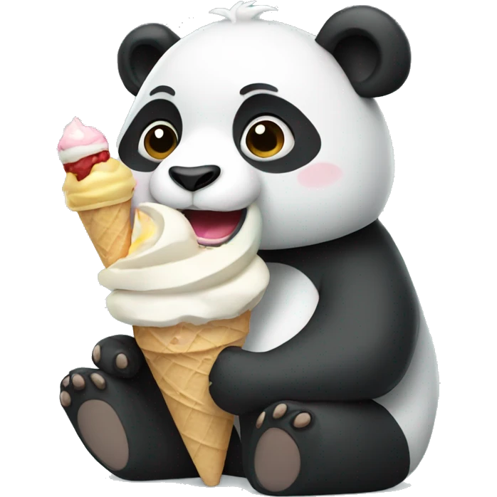 Panda eating ice cream emoji