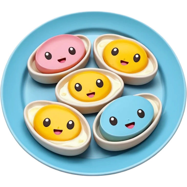 Toki Doki kawaii SPAM and eggs plate sculpture art emoji