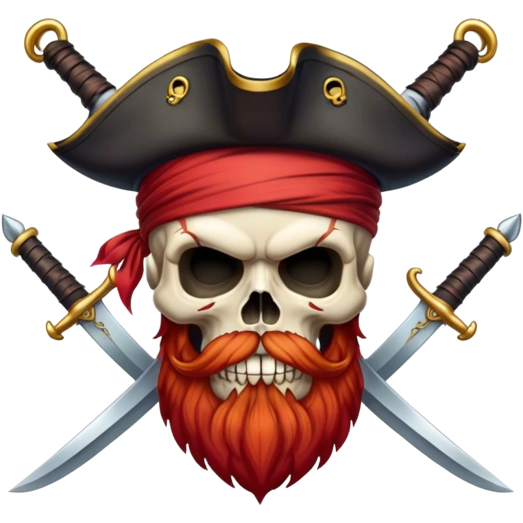 Pirate skull red beard crossed swords emoji