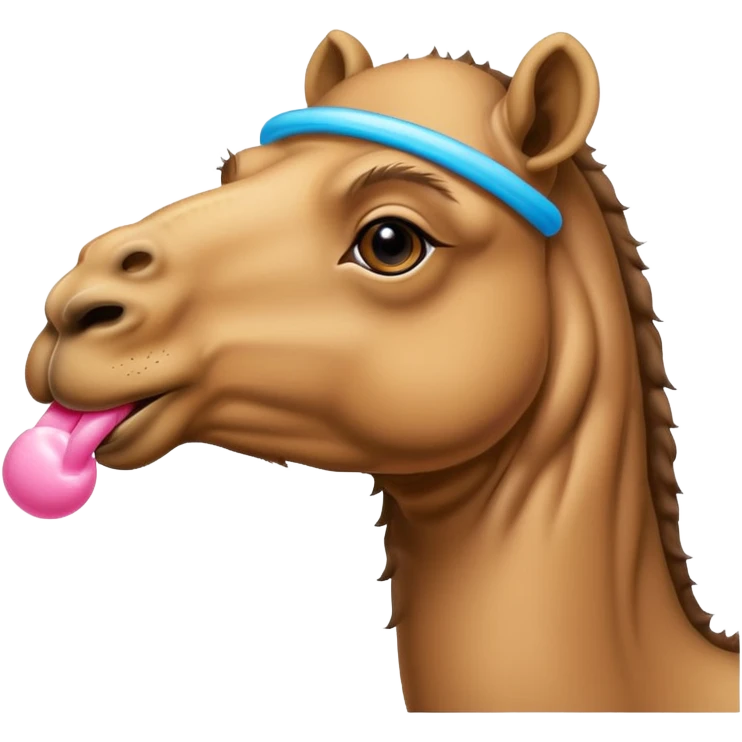 Camel with hump chewing bubble gum  emoji