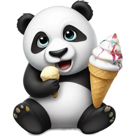 Panda eating ice cream emoji