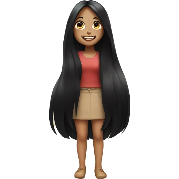 Girl with long black hair and hear eyes very happy emoji