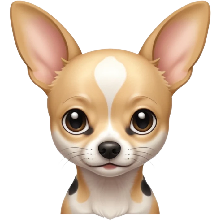 Chihuahua blanco con machas negras. Super delagado y con grandes orejas  emoji