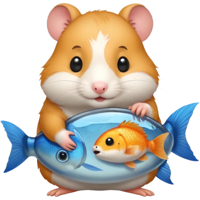 Hamster with fish hugging  emoji