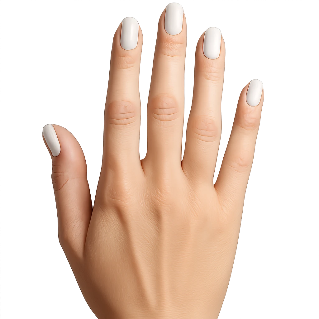 beautiful realistic female hand with five fingers and white manicure emoji