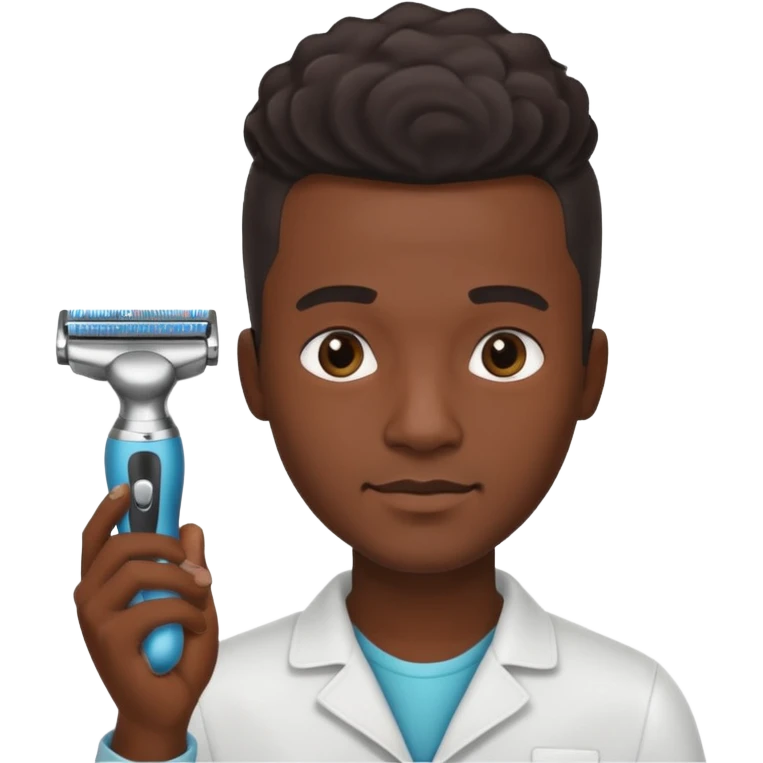 black hairdresser man with shaving machine emoji