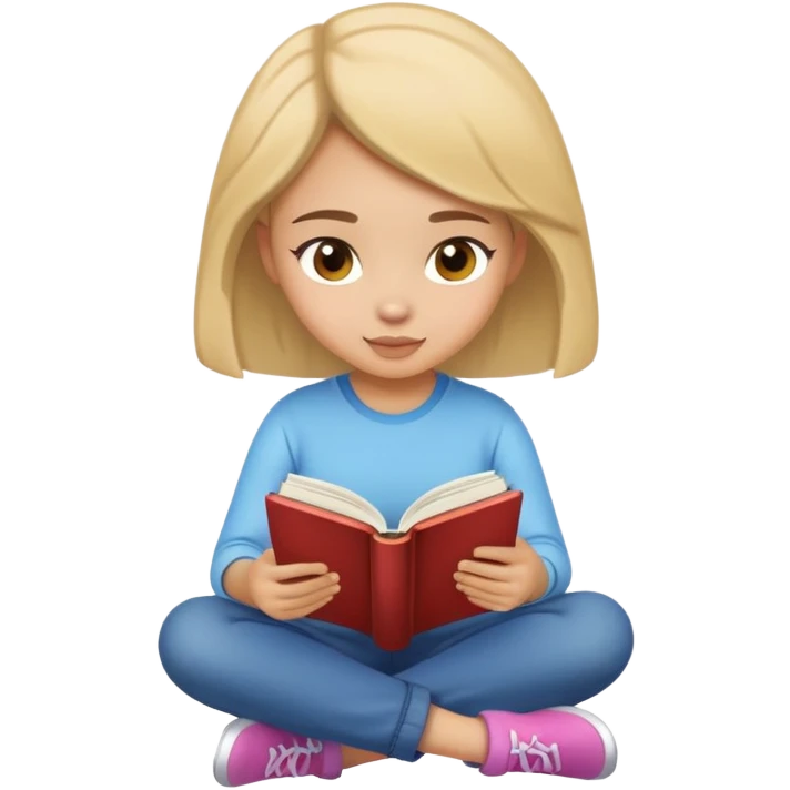 Youngʻ girl sitting on air reading a book emoji