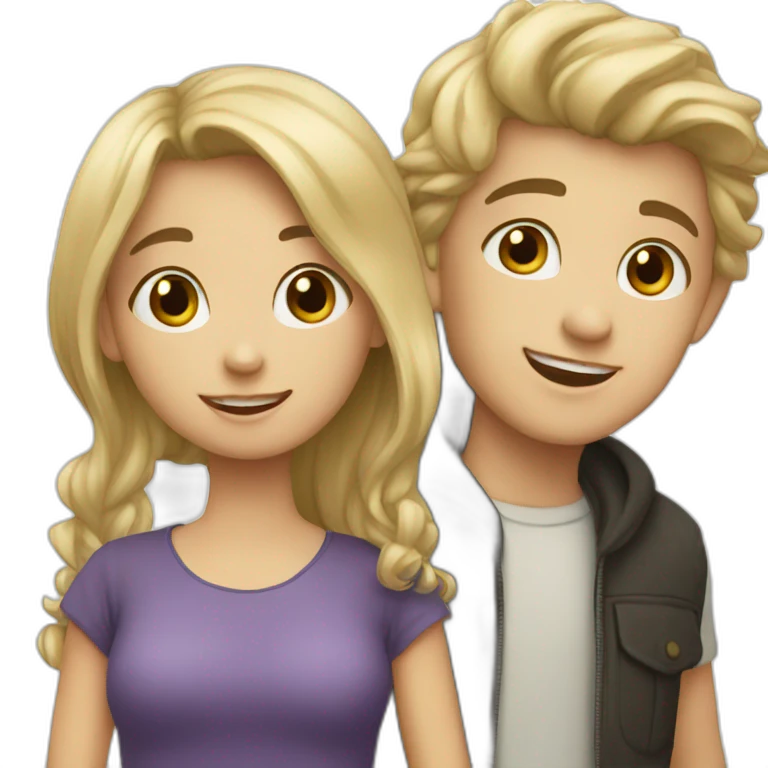Girl with light hair and boy with dark hair emoji