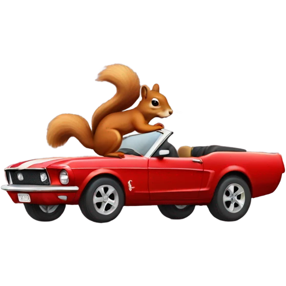 Squirrel driving red mustang  emoji