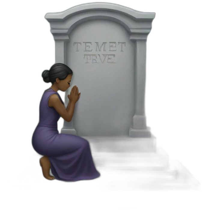 woman kneeling at tombstone emoji