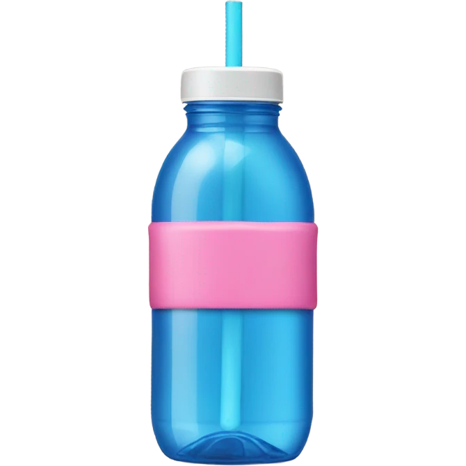 Pink waterbottle with blue straw emoji