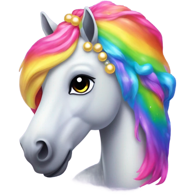 Lisa frank horse with pearls in rainbow hair emoji