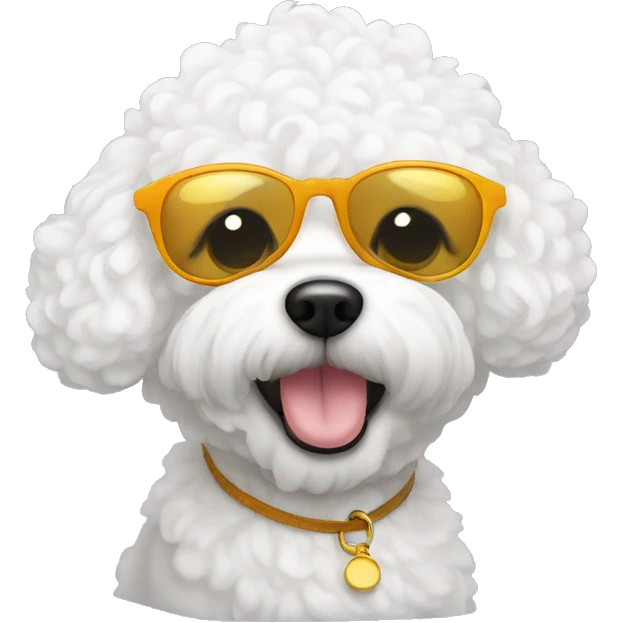 Curly bichon with sunglasses emoji