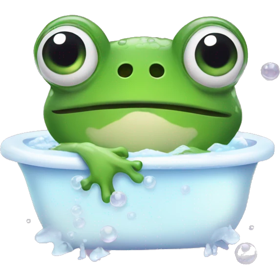 frog with eyelashes in bubble bath emoji