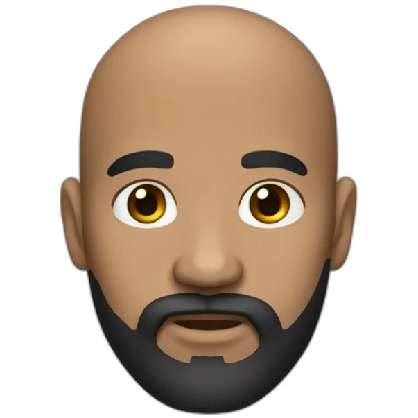 Dark Medium skin bald man with medium long black beard emoji