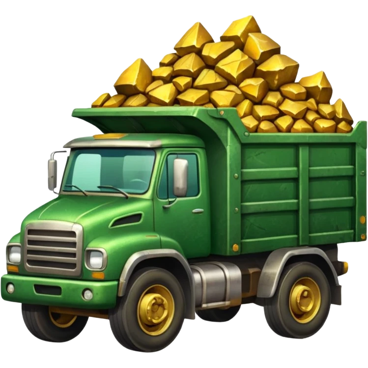 green truck with gold ore emoji