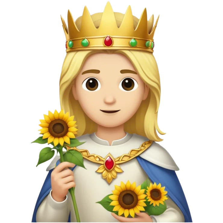 Blonde King holding a sunflower emoji
