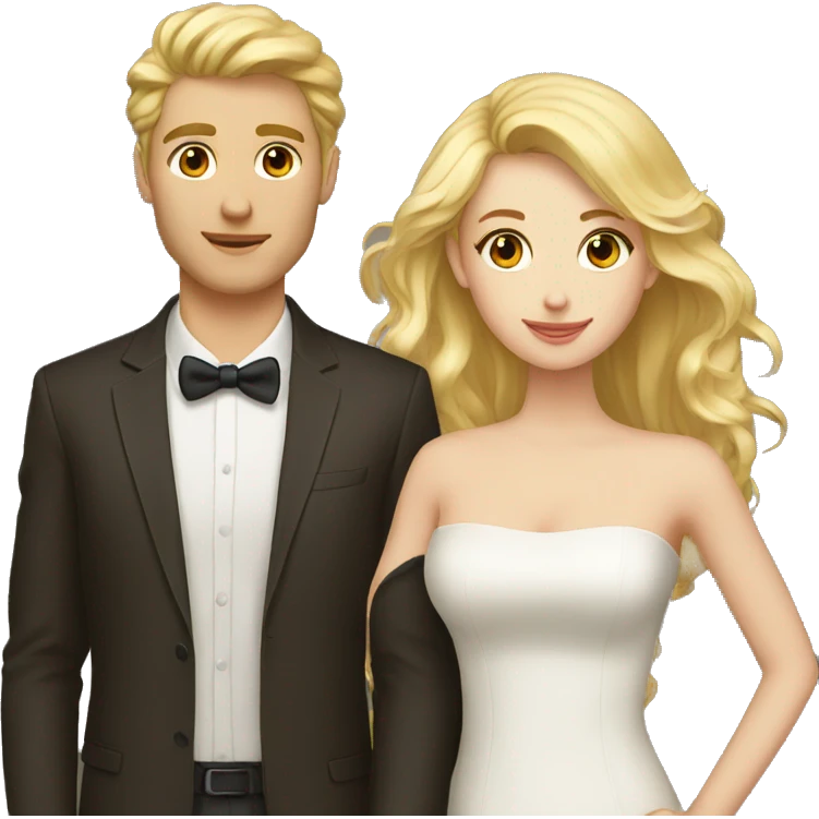 blonde guy, brunette girl couple emoji