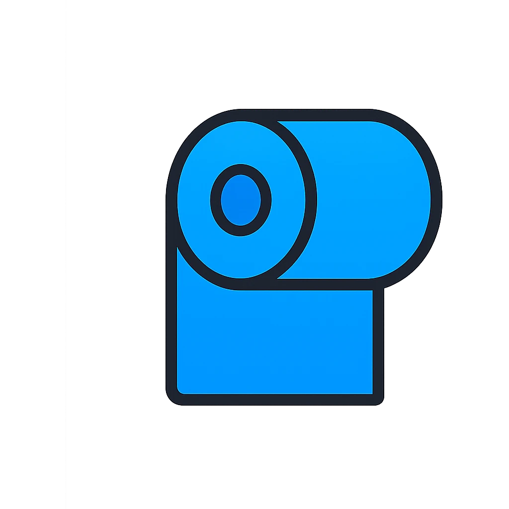 blue roll of paper, minimal, flat style, no background emoji
