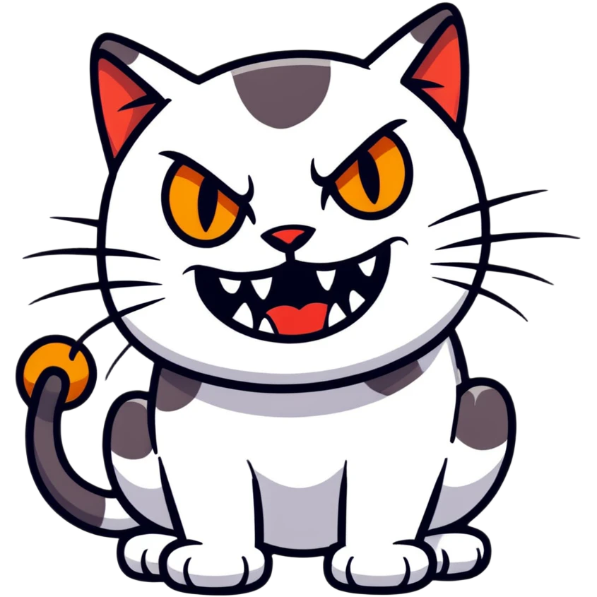 mad cat with fiery eyes and showing teeth emoji