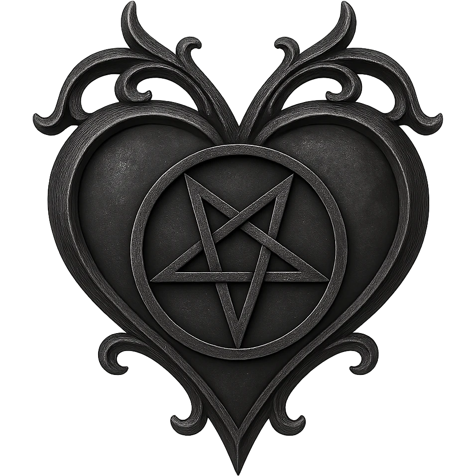 gothic heart with a pentagram, remove background emoji