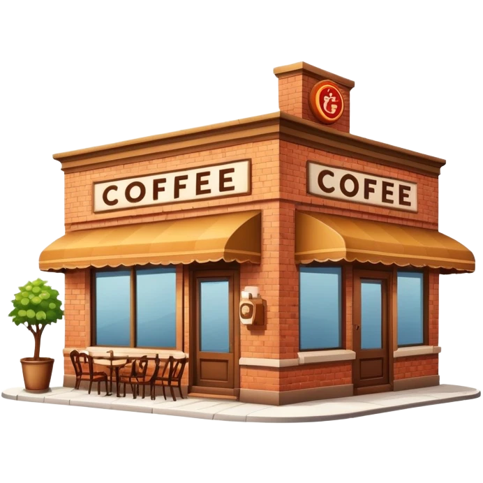 cafe building with coffee cup sign emoji