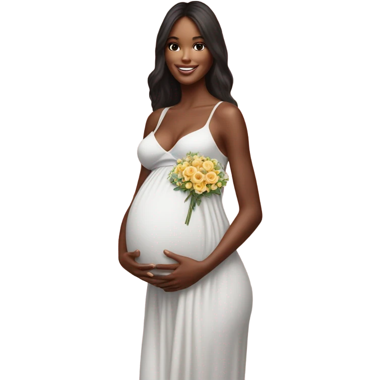 Photo of a Victoria secret model pregnant posing with flowers on a pregnancy shoot emoji