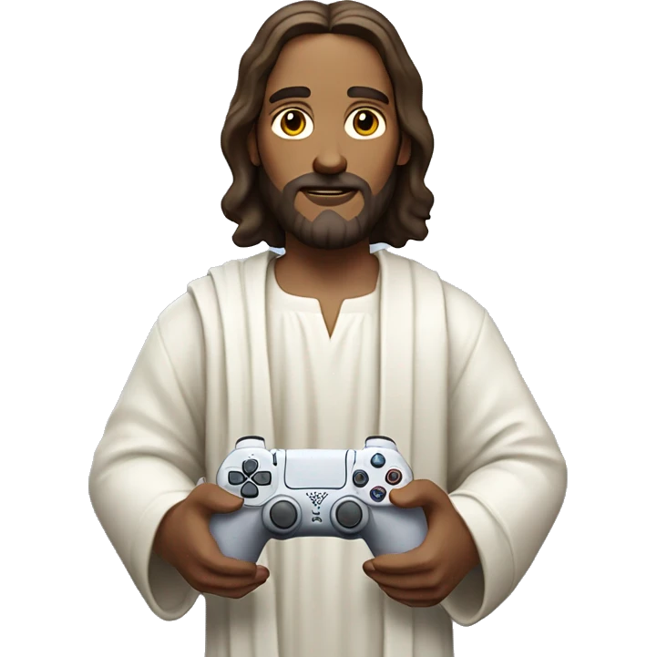 Jesus holding a PlayStation 5 controller emoji