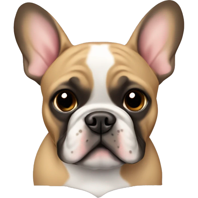 Black and tan colored French bulldog hearts around emoji