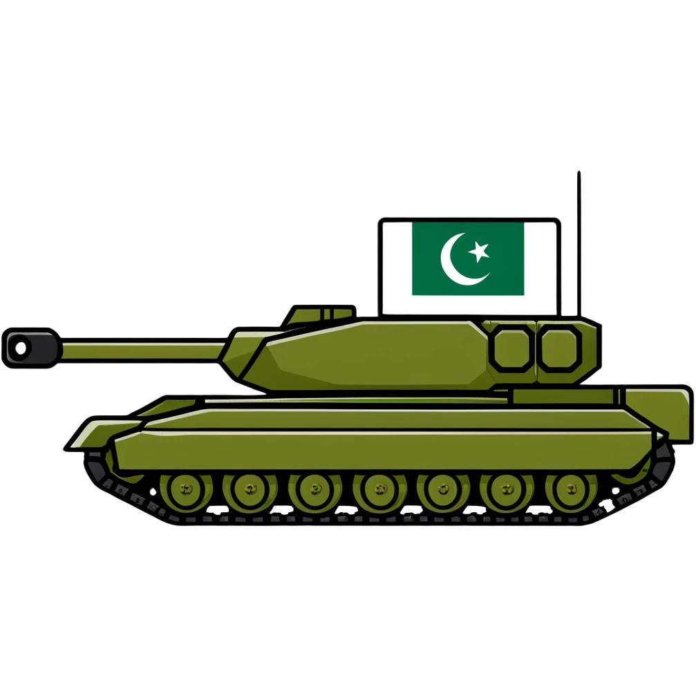 Pakistani military tank with Pakistan flag colors emoji