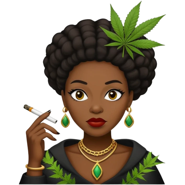 Black queen smoking weed emoji