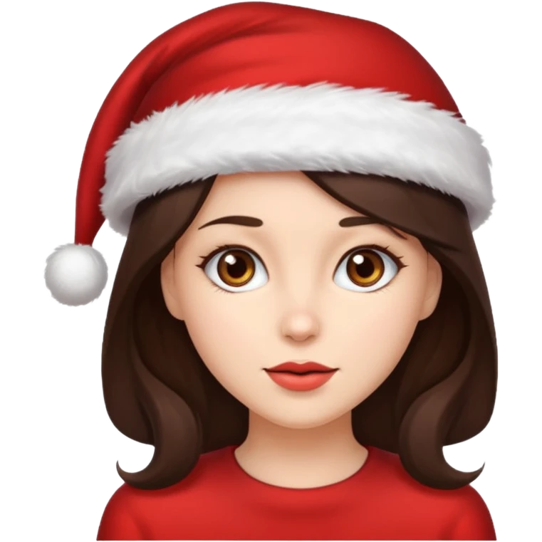 brunette woman with wearing Santa emoji