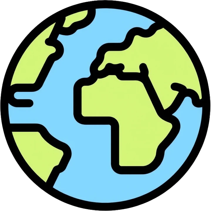 Earth globe icon with continents emoji