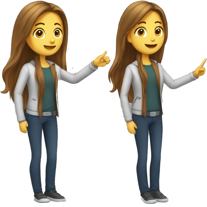 Medium-long haired college student doing a presentation emoji