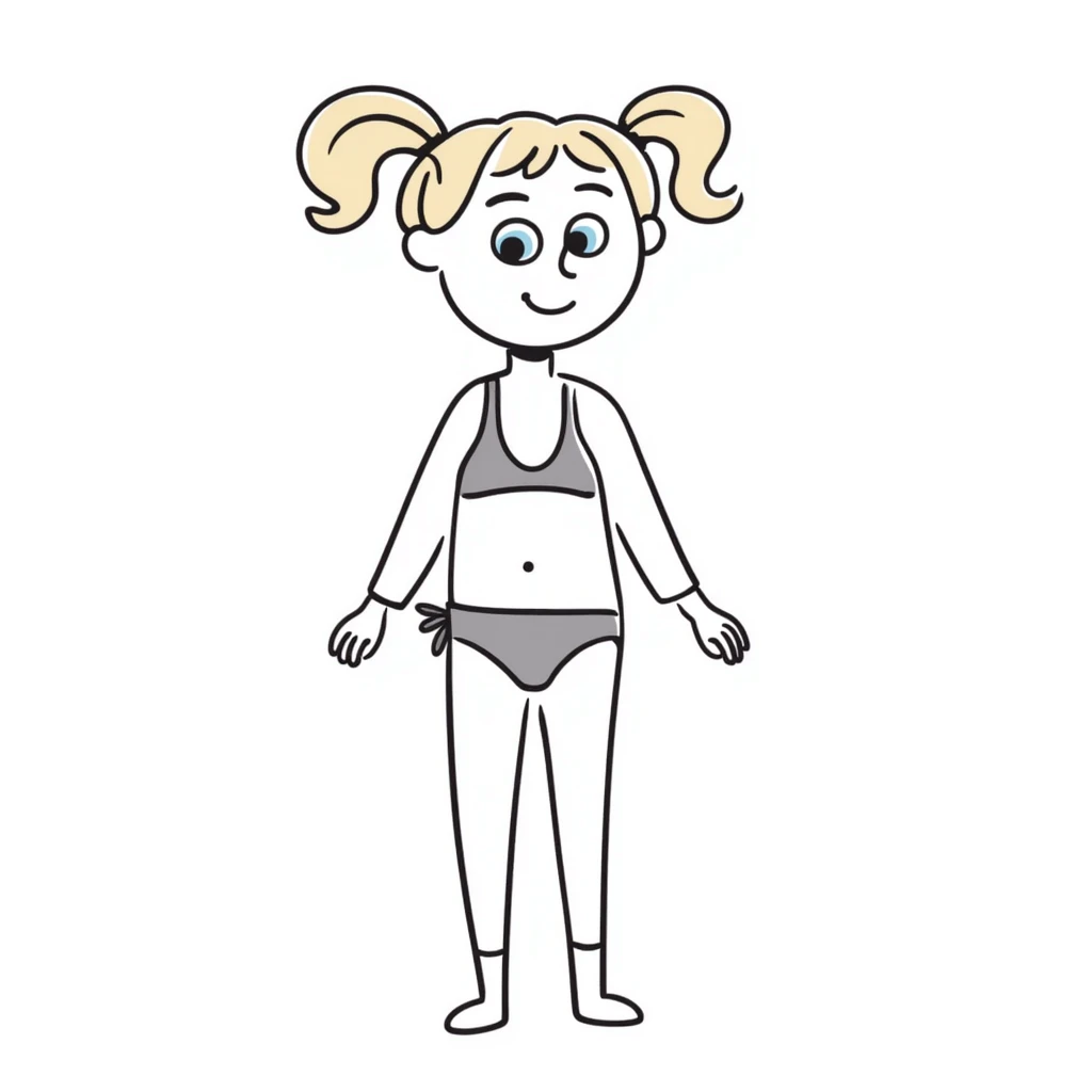 Blonde girl with pigtails, blue eyes, pink lips, wearing a bikini emoji