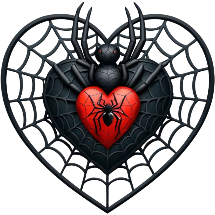 gothic heart with a spiderweb emoji